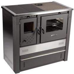 Soba pe lemne cu plita si cuptor din inox dreapta p 10.5kw 682842 Evotools