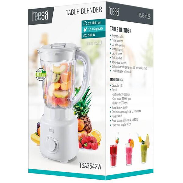 Blender de masa 500w 1.5l alb TSA3542W Teesa