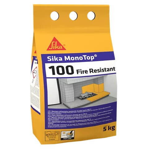 Mortar refractar rezistent la foc pentru seminee, focare, cuptoare monotop-100 fire resistant 5kg Sika