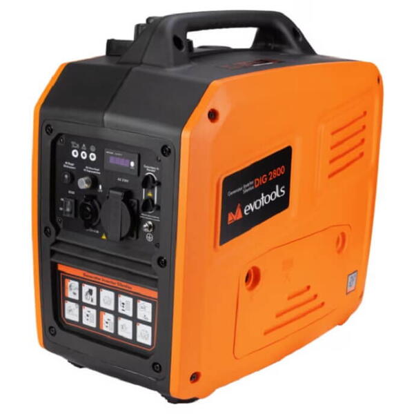 EVOTOOLS Generator invertor silentios dig 2800 w 3.7 cp benzina 6 l capacitate rezervor silentios pornire manuala mod eco 681902 Epto