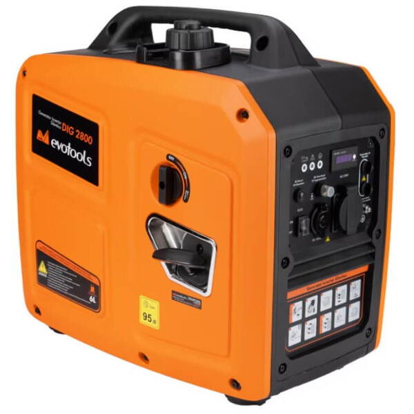EVOTOOLS Generator invertor silentios dig 2800 w 3.7 cp benzina 6 l capacitate rezervor silentios pornire manuala mod eco 681902 Epto