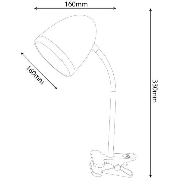 Lampa de birou 15w cu clema negru avide basic abdl-clip-b-15w