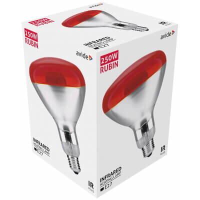 Bec infra e27 250w rosu avide red asir27-250w-r