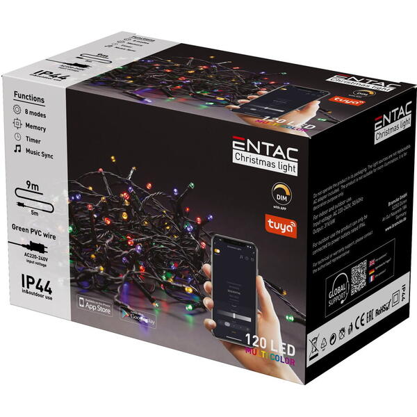 Entac Ghirlanda 120 led multicolor 9m tuya app ip44 ECL-120-TY-MC