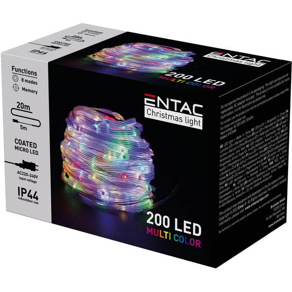 Entac Ghirlanda 200 microled multicolor 20m strat pvc ip44 ECML-200-MC