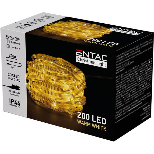 Entac Ghirlanda 200 microled ww 20m strat pvc ip44 ECML-200-WW