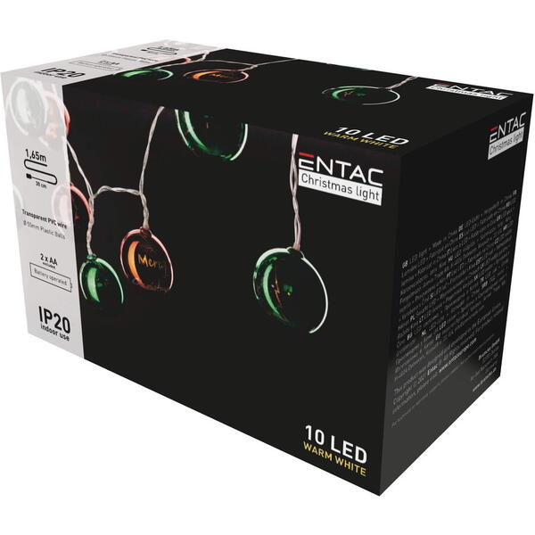 Entac Ghirlanda 10 led ww 1.65m globuri color 55mm ECL-CCBD-10WW
