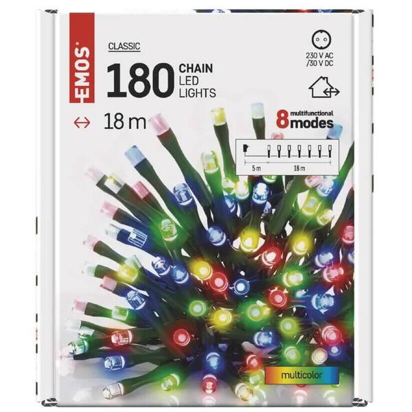 Instalatie luminoasa extra lunga led multicolor 18m 8 functii ip44 D4AM09 Emos