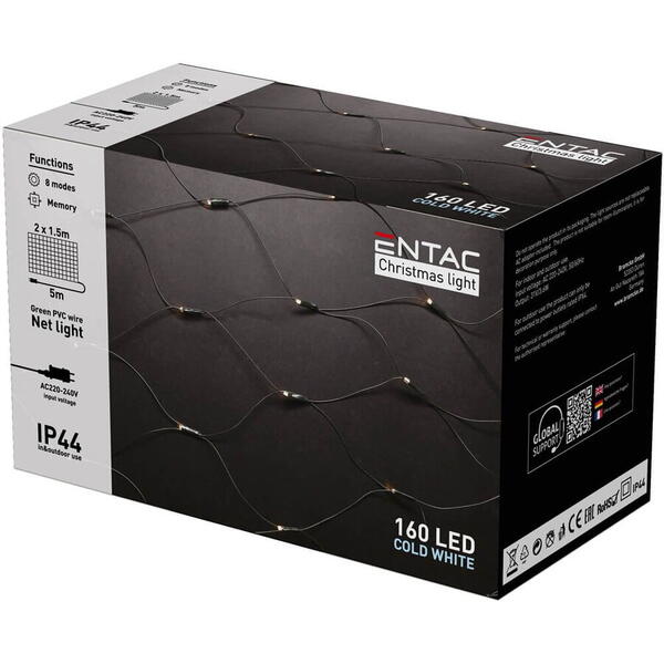 Entac Plasa luminoasa 160 led cw 2m x 1.5m ip44 ECL-NET-160-CW