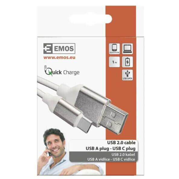 Cablu alimentare usb 2.0 a/c 1m alb SM7025W Emos