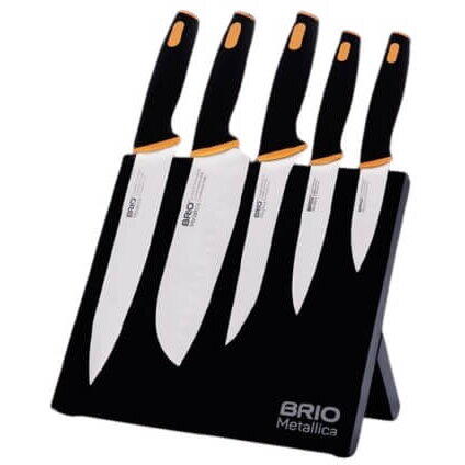 Set 5 cutite cu suport magnetic 106999 Brio Metallica