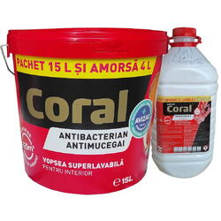 Vopsea lavabila interior 15l coral anti mucegai + amorsa 4l Sticky